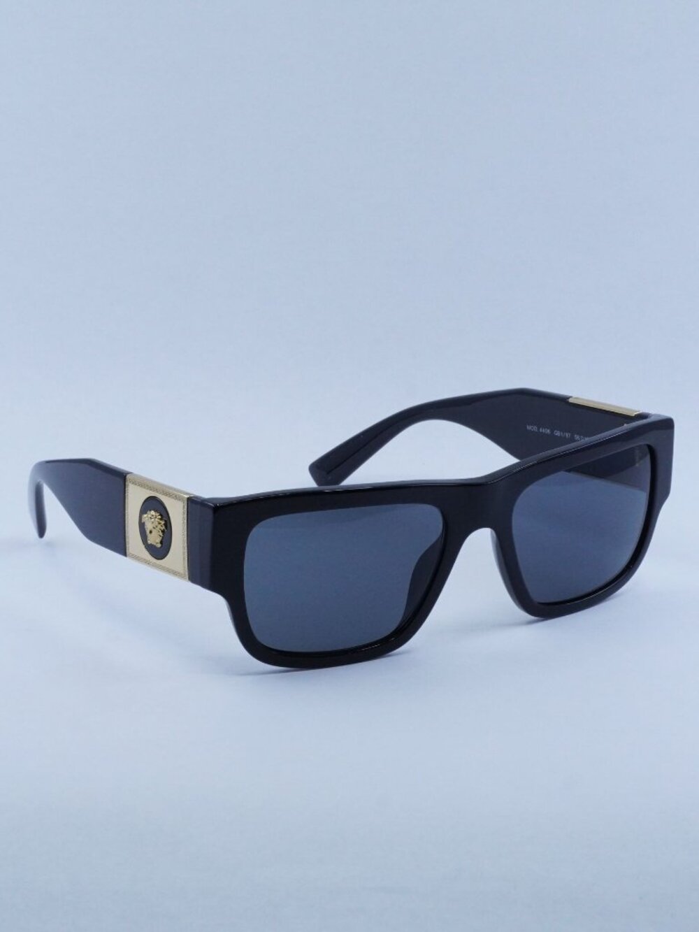 Versace VE4406 GB1/87 Sunglasses Black Rectangle Frame, Grey Lenses